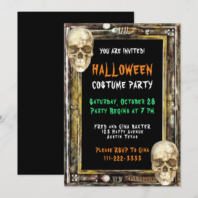 Halloween Costume Party Einladung (Vorne/Hinten)