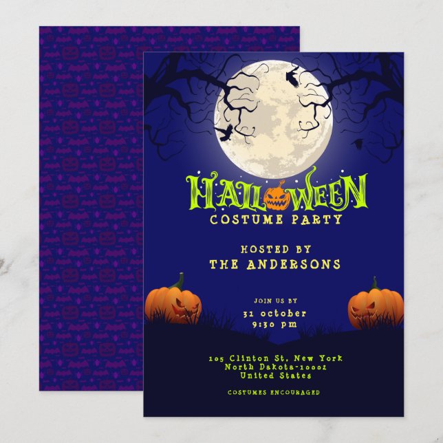 Halloween Costume Party Einladung (Vorne/Hinten)