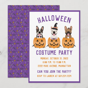 Halloween Costume Party French Bulldogs Pumpkin Einladung