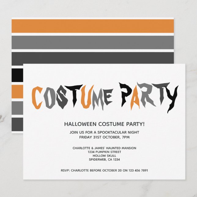 Halloween Costume Party Strickmuster Einladung (Vorne/Hinten)