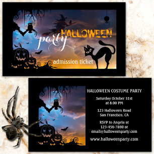 Halloween Costume Party Ticket Business Card Begleitkarte