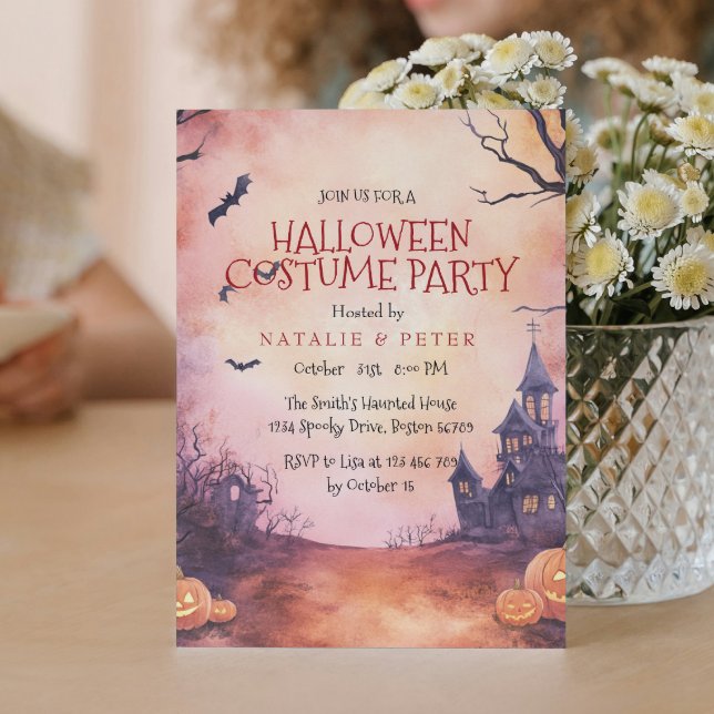 Halloween Costume-Party von Spooky House und Bats Einladung (Von Creator hochgeladen)