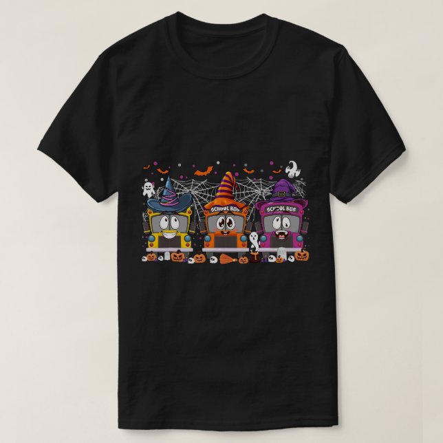 Halloween Costume School Busfahrer glücklich Hallo T-Shirt (Design vorne)