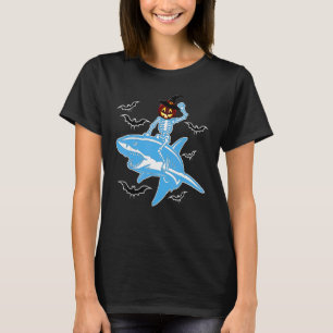 Halloween Costume Skelett Riding Shark Bats Niedli T-Shirt