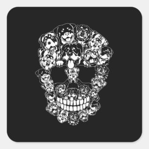 Halloween Costume Skull Rottweiler Hundeliebhaber Quadratischer Aufkleber