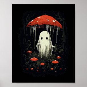 Halloween Cotattcore Ghost Mushroom Spooky Poster