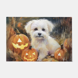 Halloween Coton De Tulear mit Kürbissen Gruselig Fußmatte