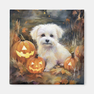 Halloween Coton De Tulear mit Pumpkins Beängstigen Magnet
