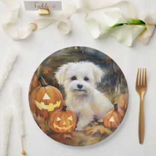 Halloween Coton De Tulear mit Pumpkins Beängstigen Pappteller