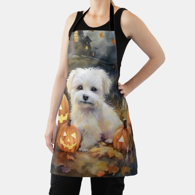 Halloween Coton De Tulear mit Pumpkins Beängstigen Schürze (InSitu)
