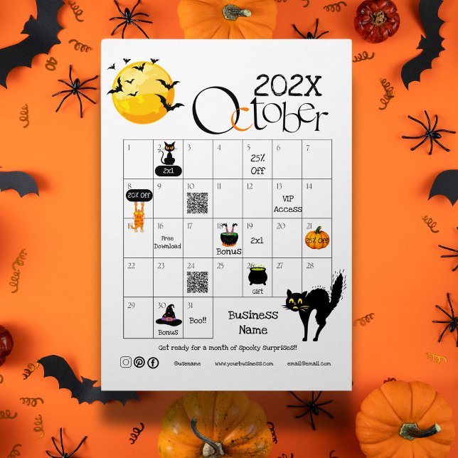 Halloween Countdown Advent Kalender Niedliche Symb Flyer (Halloween Countdown Advent Calendar Cute Icons promotional Qr Code business logo)