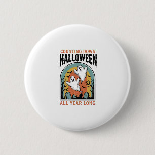 Halloween-Countdown-Shirt Vintage-Friedhofsgrafik Button