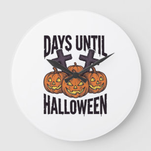 Halloween-Countdown-Shirt Vintage-Kürbis-Design_1 Große Wanduhr