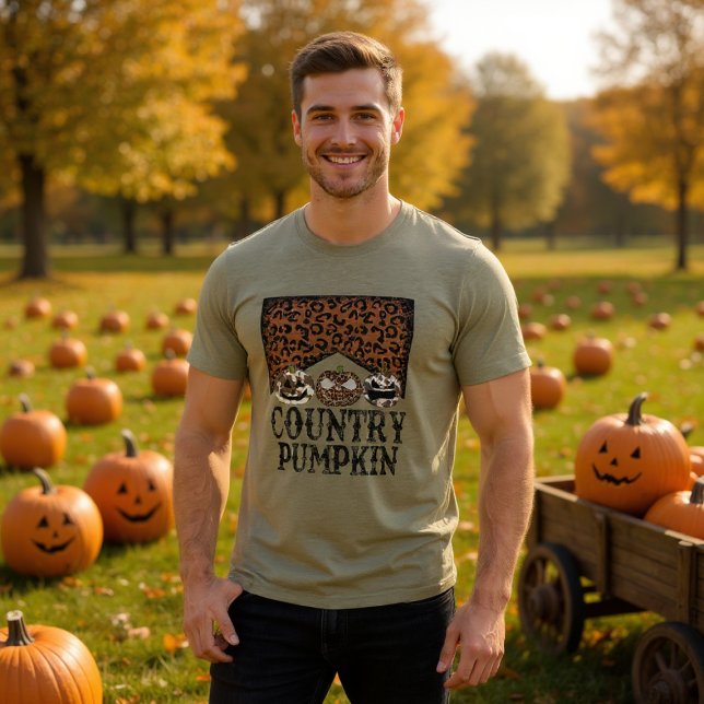 Halloween Country Pumpkins Typografie Tri-Blend Shirt (Von Creator hochgeladen)