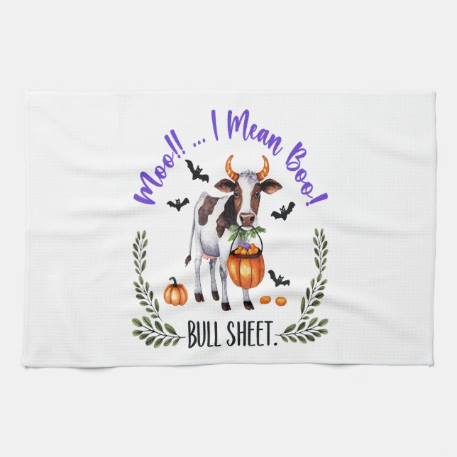 Halloween Cow Bull Sheet Geschirrtuch (Horizontal)