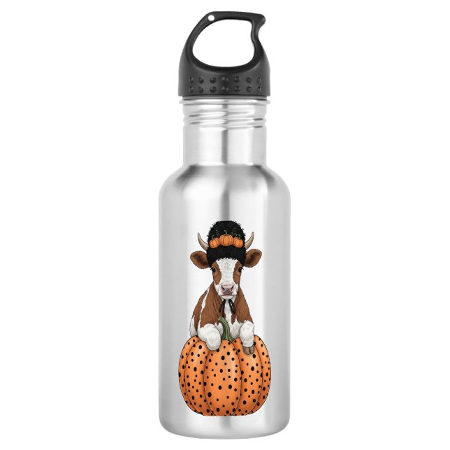 Halloween Cow Edelstahlflasche (Vorderseite)