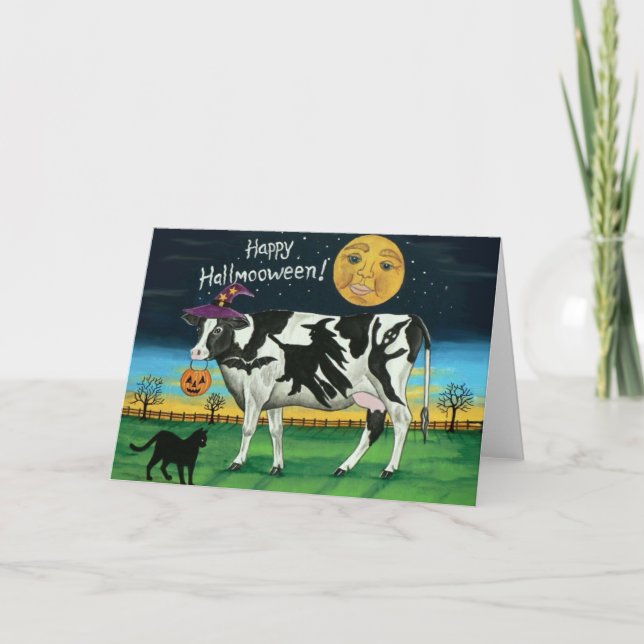 Halloween Cow Grußkarte Karte (Vorderseite)