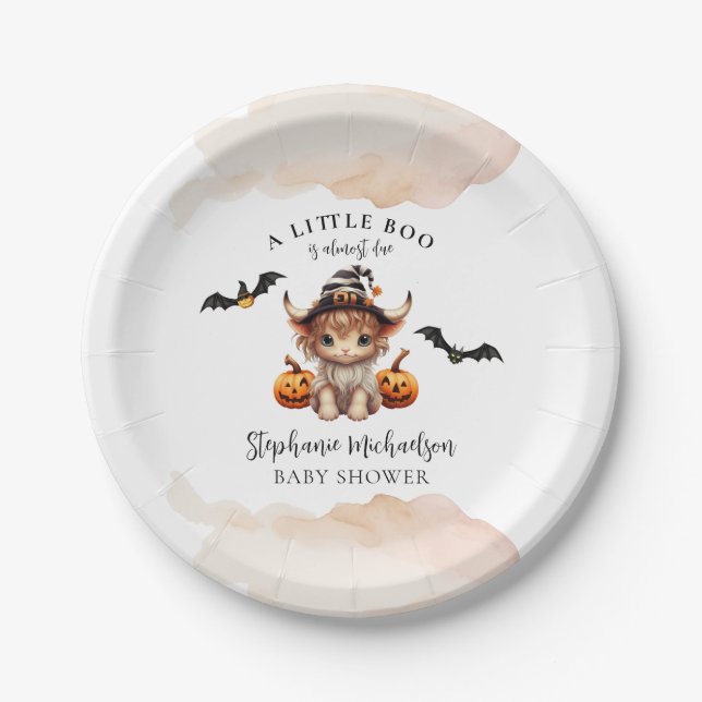 Halloween Cow Little Boo Baby Dusche Pappteller (Vorderseite)