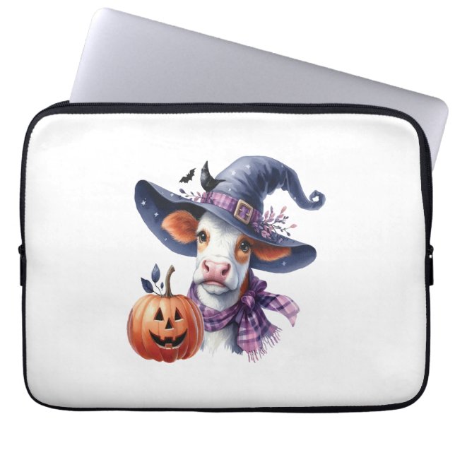 Halloween Cow mit Herbst Laptopschutzhülle (Vorderseite)