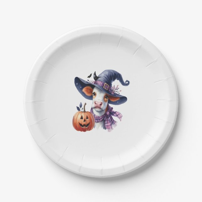 Halloween Cow mit Herbst Pappteller (Vorderseite)