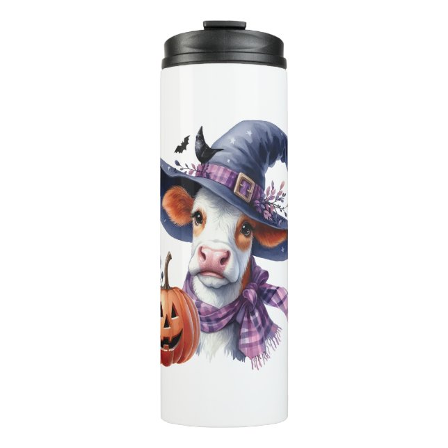Halloween Cow mit Herbst Thermosbecher (Vorderseite)