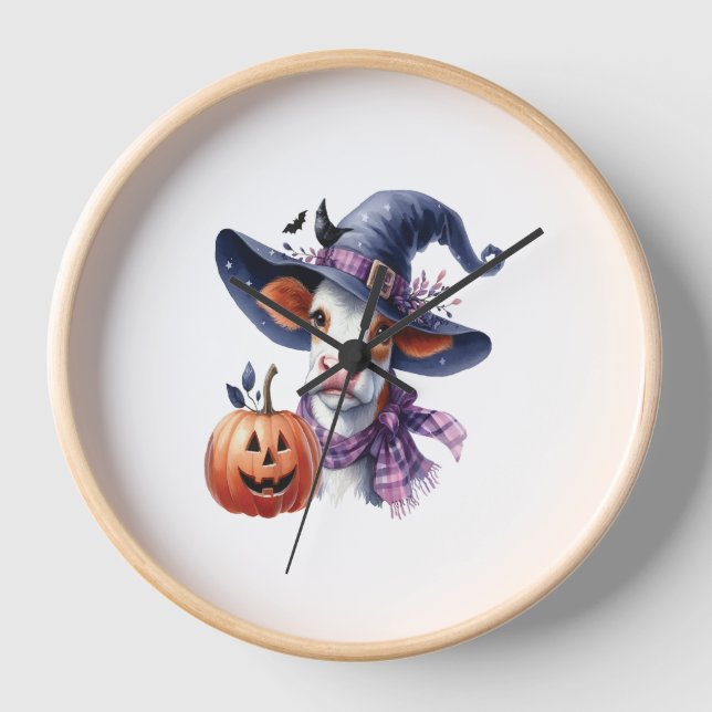 Halloween Cow mit Herbst Uhr (Vorderseite)