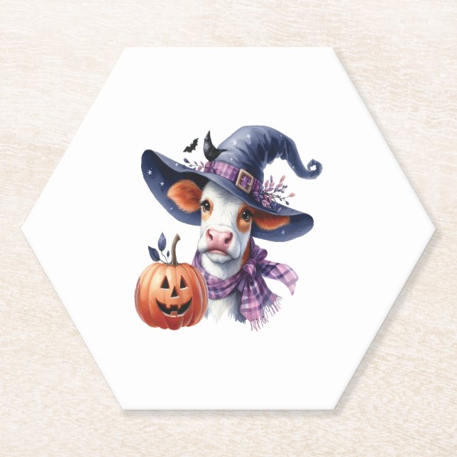 Halloween Cow mit Herbst Untersetzer (Vorderseite)