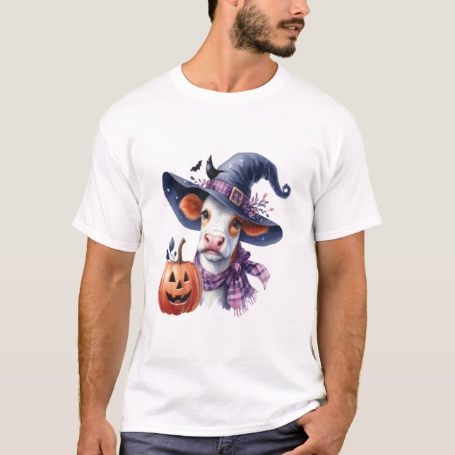 Halloween Cow with Fall T-Shirt (Vorderseite)