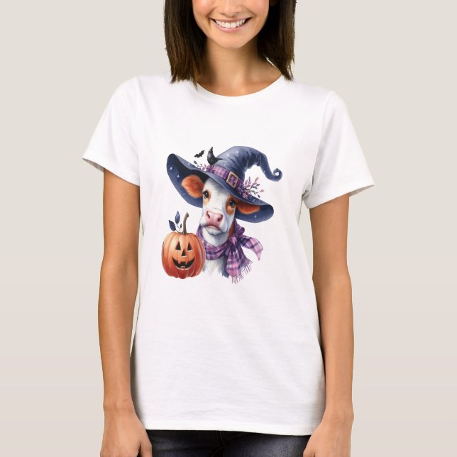 Halloween Cow with Fall T-Shirt (Vorderseite)