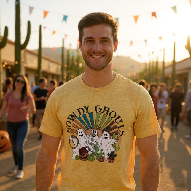 Halloween Cowboy Howdy Ghouls Country Ghosts Tri-Blend Shirt (Von Creator hochgeladen)