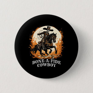 Halloween Cowboy Spooky Skeleton Rodeo Pferd Button