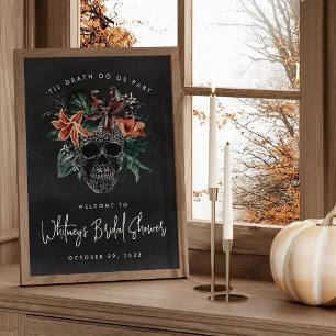 Halloween crâne floral Affiche de bienvenue Fête d