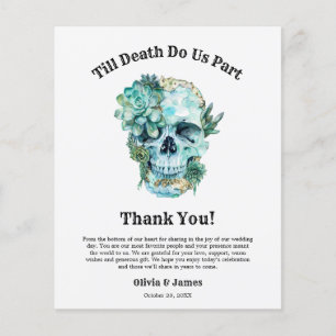 Halloween crâne floral Carte de remerciements Mari
