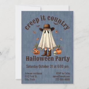 Halloween Creep It Country Western Ghost Einladung