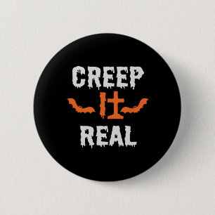 Halloween Creep It Real Funny Bat Birthday Button
