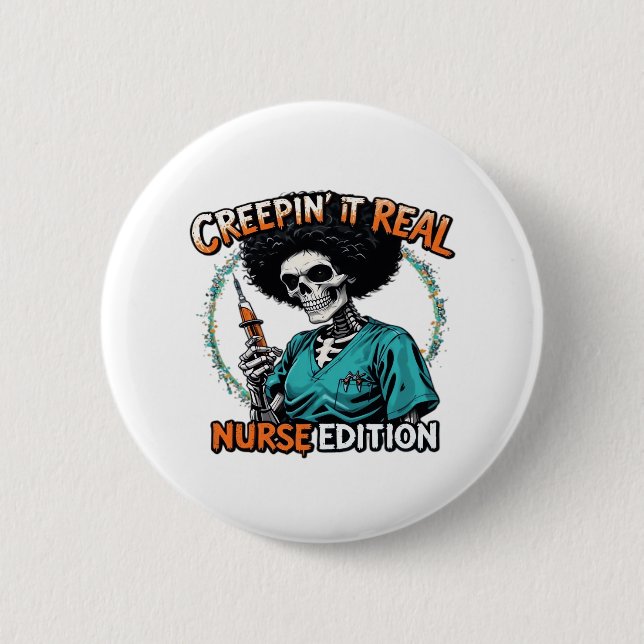 Halloween Creepin It Real! Nurse Edition Classic T Button (Vorderseite)