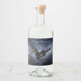 Halloween Creepy Bat Flying Personalisiert Dark Na Alkoholflaschenetikett