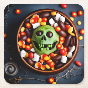 Halloween Creepy Candy Bowl Rechteckiger Pappuntersetzer