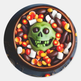 Halloween Creepy Candy Bowl Runder Aufkleber