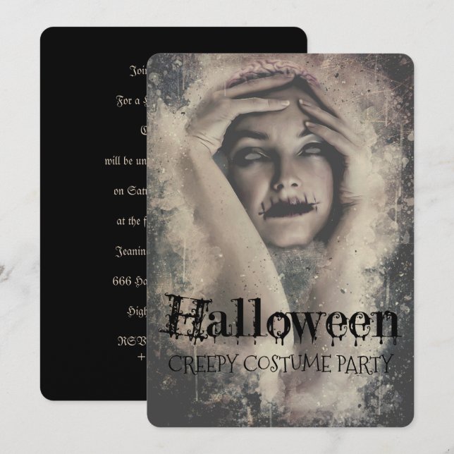 Halloween Creepy Costume Party Einladung (Vorne/Hinten)