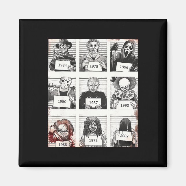 Halloween Creepy Legends Killer Mugshots Horror Fa Magnet (Vorne)