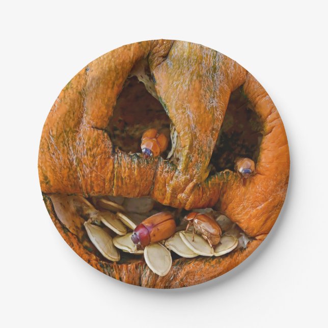 Halloween Creepy Pumpkin Bugs Pappteller (Vorderseite)