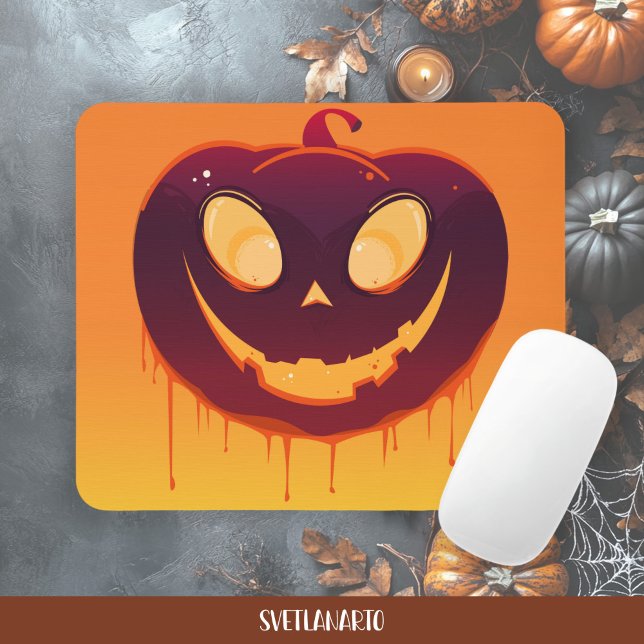 Halloween Creepy Pumpkin Face Mousepad (Frontal view)
