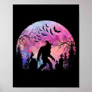 Halloween Creepy Sasquatch im Friedhof Spooky Poster