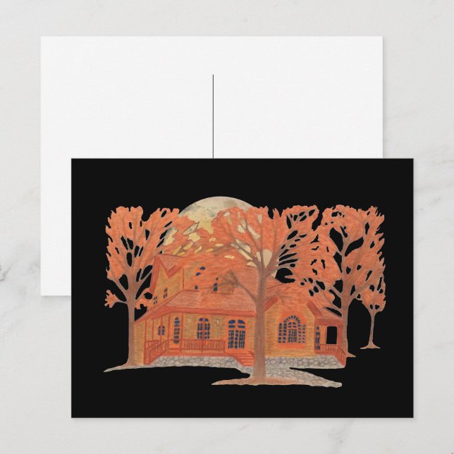 Halloween Creepy Spuk House Postkarte (Vorne/Hinten)