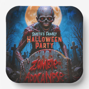 Halloween Creepy Zombie Friedhof Vollmond Pappteller