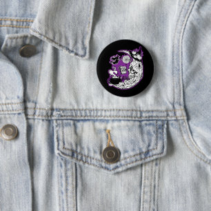 Halloween Crescent Moon Witwe Skull Button