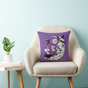 Halloween Crescent Moon Witwe Skull Kissen