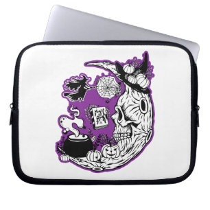 Halloween Crescent Moon Witwe Skull Laptopschutzhülle