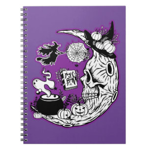 Halloween Crescent Moon Witwe Skull Notizblock